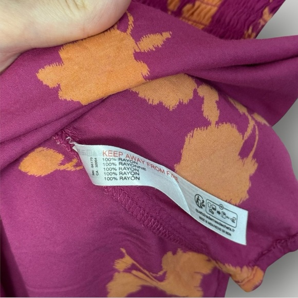 Anthropologie Smocked Off-The-Shoulder Midi Dress Sz M Pink Orange - Picture 5 of 9